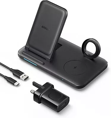 Anker 335 Wireless Charger 3in1 Wireless Charging Station Foldable For IPhone 13 • £32.99