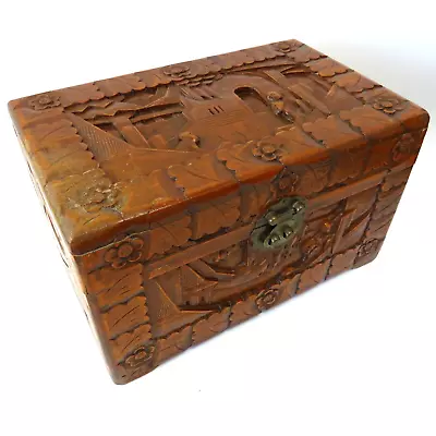 Hand Carved Chinese Camphor Wood - Storage Box / Jewellery / Trinkets • £45