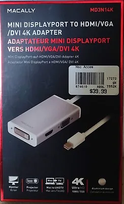 Mini DisplayPort To DVI/HDMI/VGA Adapter With Ultra HD (4K) Support • $25