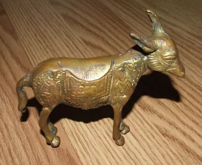 Vintage MCM Heavy Solid Brass Donkey Mule India Spanish Figurine Engraved • $19.95