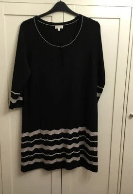 £14.99 • Buy MONSOON XL (18-22) Black/beige Fine Knit Wool Mix Jumper Dress/tunic