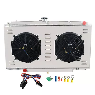 2 Core Radiator+Shroud Fan For 97-13 Nissan GU Patrol Y61 TD42 3.0 4.2 DIESEL MT • $329