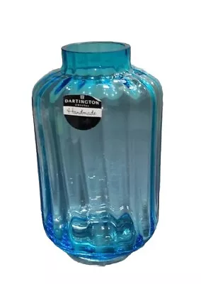 Dartington Crystal Vase Lantern Optic Turquoise Blue Little Gem England  • £24.57