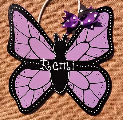 Personalize BUTTERFLY Room Door SIGN Wall Hanger Bedroom Plaque Girls Name Decor • $13