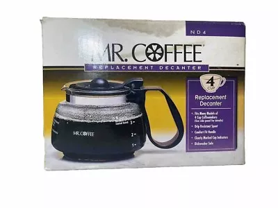 Mr Coffee 4 Cup Glass Coffee Replacement Decanter Model ND-4 Black New Sealed • $18