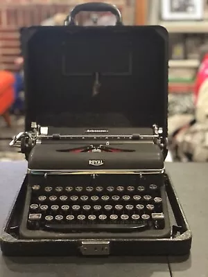 1939 Royal Aristocrat Typewriter W/case + Ribbon: A Classic Working Great. • $95