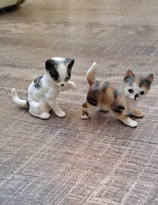 Made In Japan Bone China Cat Kittens Figurines Miniatures  Two Adorable Faces! • $5