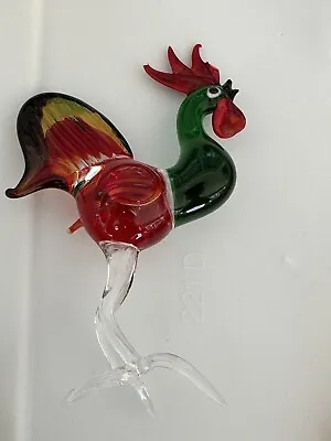 VTG Rooster Murano Style Art Hand Blown Glass Sculpture Farmhouse Ornament Figur • $21.90