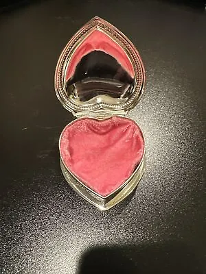 Vintage Silver Plated Heart Jewelry Box Velvet Lined. Polished. • $29.99