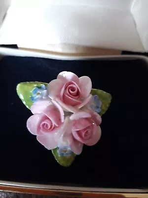 Coalport Flower Brooch Boxed • £0.99