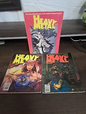 Vtg HEAVY METAL MAGAZINE LOT 3 Issues May 89 May & Nov 1992 ILLUSTRATED FANTASY • $19.92