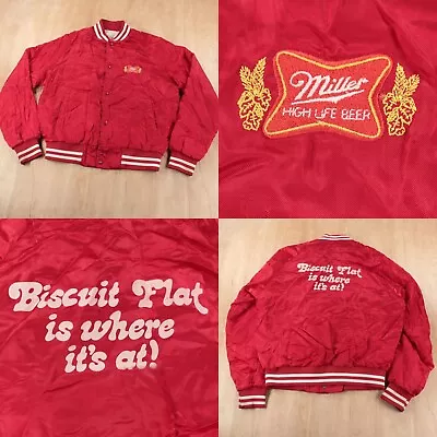 Vtg 60s 70s Snap Bomber Jacket MEDIUM Miller High Life Biscuit Flat Arizona • $199