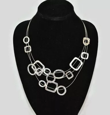 Marks And Spencer Silver Tone Contemporary Layered Short Necklace • £11