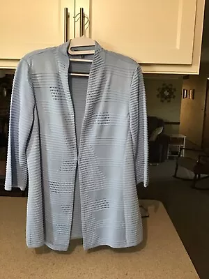 Misook Women's Cardigan Sweater 3/4 Sleeve Front Snap Light Blue Size S • $28.95