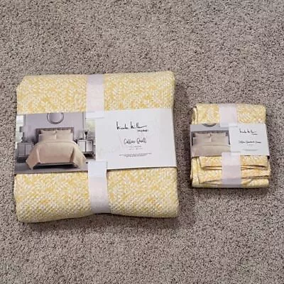 Nicole Miller Yellow White Full Queen Cotton Quilt Paisley Flowers Plus 2 Shams • $149.99