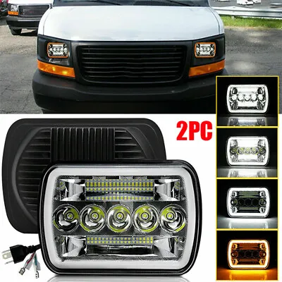 $46.99 • Buy Pair 7x6  LED Headlight DRL Amber Turn Lamp For Nissan Pickup Hardbody 240SX D21