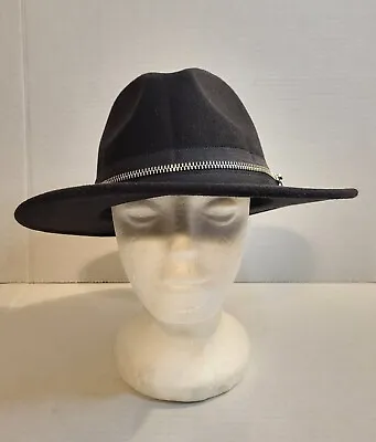 Civil Regime Men's Black Felt Zip Fedora Hat -One Size • $14.75