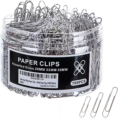 Silver Metal Paper Clips Binder Assorted Large Small • $5.14