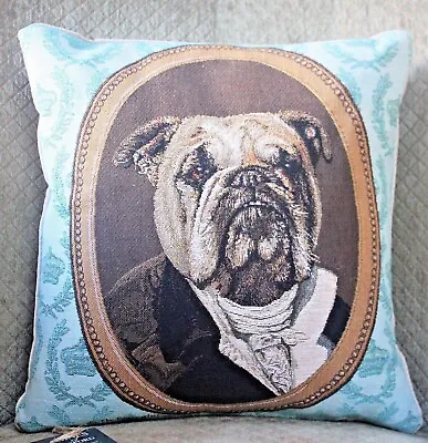 Hines Of Oxford Sir Percy Pug Dog Tapestry Pillow Velvet 12  Made In England • $98.95