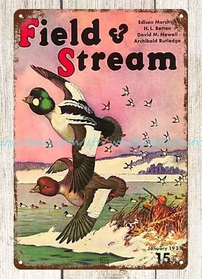 Room Den Bathroom Wall Decor 1939 Field And Stream Duck Hunting Metal Tin Sign • $18.96