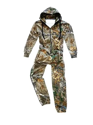 STEALTH CAMO ONESIE Mens Tree Camouflage Jumpsuit Warm Fishing Hunting All In 1 • $27.26