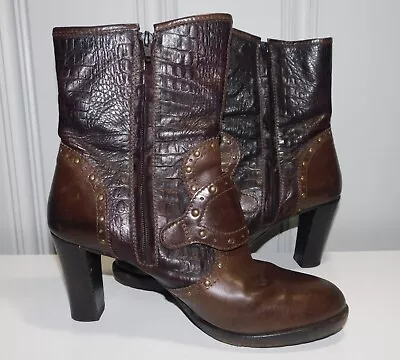 $150 • Buy Henry Beguelin Leather Heeled Booties Hand Made Sz 41 / US 10