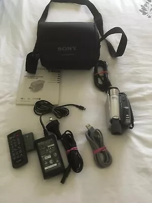 Sony Handycam Dcr-hc36e + Charger Battery Remote Cables + Sony Camera Bag • $109.99