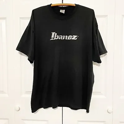 Vintage Ibanez Guitars T-Shirt Size XXL Black Distressed Faded Graphic Tee Music • $35
