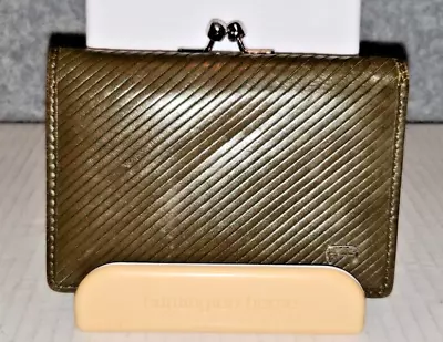 Etienne Aigner Olive Green Leather Trifold Wallet • $15