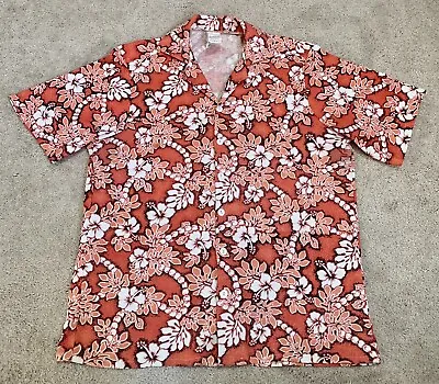 Magnum PI Hawaiian Shirt Adult One Size Orange Floral Short Sleeve Button Up • $23