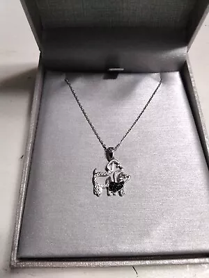 ZALES  New Sterling Silver Dogs W/cz 17” Necklace/Pendant • $49.99