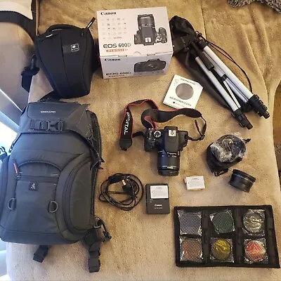 Canon EOS 600D 18.0 MP Digital SLR Camera - Huge Bundle － Photography Startup  • $900