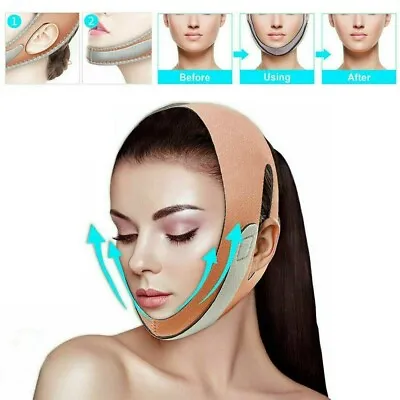 $3.99 • Buy Face V-Line Slim Lift Up Mask Chin Cheek Slimming Strap Belt Anti-Aging Band