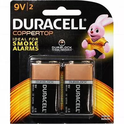 Duracell Coppertop Alkaline 9V 6LR61 Battery MN1604B2 • $22.99