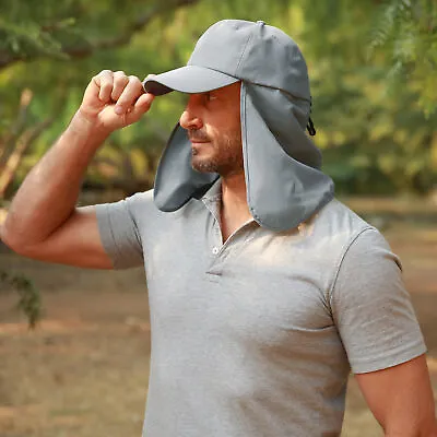 Sun Hat For Men Women UV Protection Fishing Hat W/ Neck Flap Summer Hiking Cap • $11.98