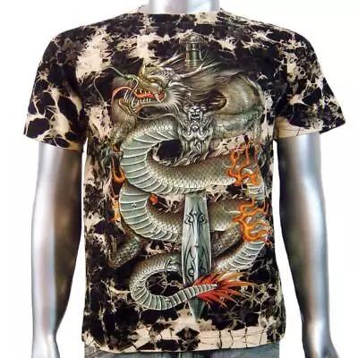 £13.27 • Buy Chinese Dragon Animal Dagger Sword Body Piercing Stud Tattoo Mens T-shirt M & L