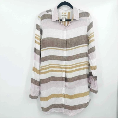 $55 • Buy Rachel Zoe | 100% Linen Striped Tunic Shirt Dress Size Medium