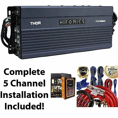 Hifonics TPS-A600.5 600W 5-Channel Compact Power Amplifier + 5 Channel Amp Kit • $179.99
