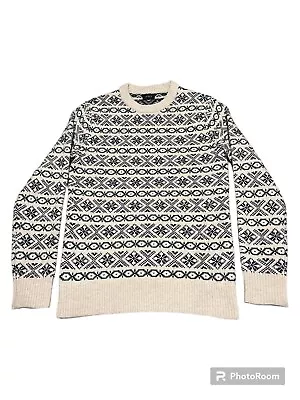 XS J Crew Lambs Wool Fair Isle Norwegian Sweater Crew Neck Pullover Knit Holiday • $49.99