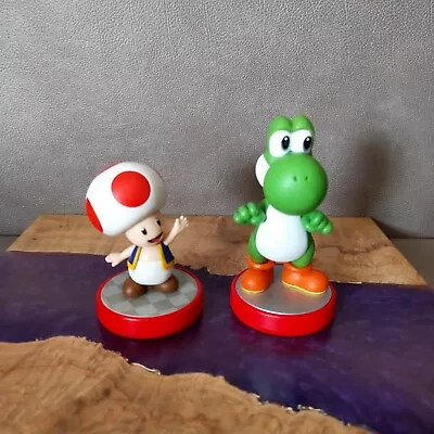 Yoshi & Toad Amiibo Red Base Amiibo Super Mario Bros Nintendo Figure X 2 • $25