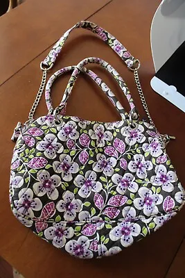 Vera Bradley Plum Petals Purple Floral Chain Purse Satchel Shoulder Bag  • $9