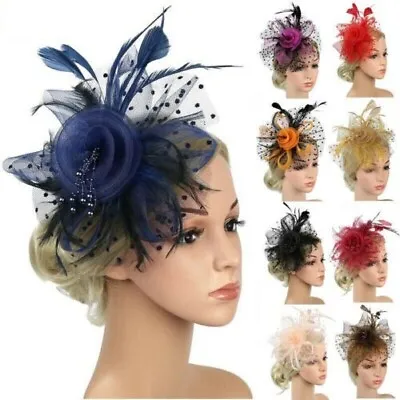 £5.99 • Buy Vintage Feather Hair Fascinator Alice Headband Clip Wedding Royal Ascot Races