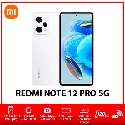 Xiaomi Redmi Note 12 Pro 5G Dual SIM Android Mobile Phone AU – White/8GB+256GB • $557