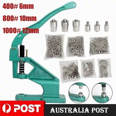 Heavy Duty Grommet Machine Hand Press Tool Eyelet Kit With 3 Dies &1500 Grommets • $51.99