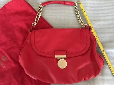 Versace Red Leather Chain Shoulder Bag 15 X8  Gold Chain • $250