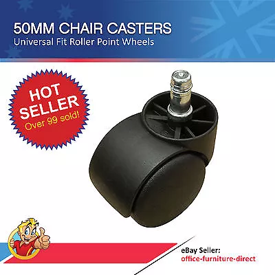 $19.97 • Buy Office Chair Caster 50mm DIA Wheel Universal Rolling Casters Set Of 5 Wheels NEW