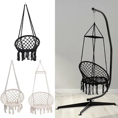 £20.99 • Buy Hanging Hammock Chair Outdoor Indoor Garden Swing Rope Net Macrame Seat Stand
