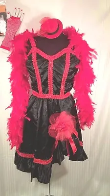 Old West Saloon Bar Dancing Girl Black Satin Dress Costume  & Accessories • $34.99
