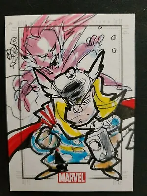 THOR & MEPHISTO  1 Of 1 Marvel Heroes & Villains Hand Drawn Artist Sketch Card  • $125