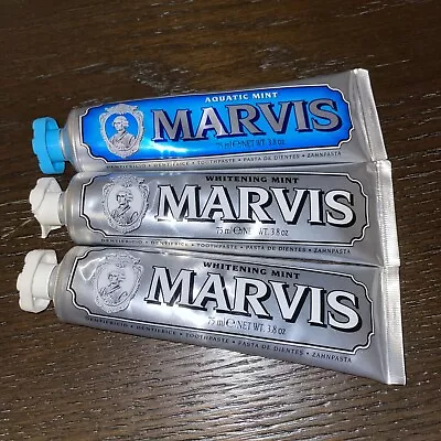 Marvis Whitening Mint Toothpaste 3.8oz/75ml 3 PACK New Tubes No Box! • $24